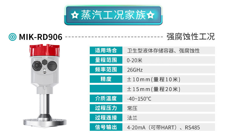米科MIK-RD906高頻雷達(dá)液位計產(chǎn)品參數(shù)